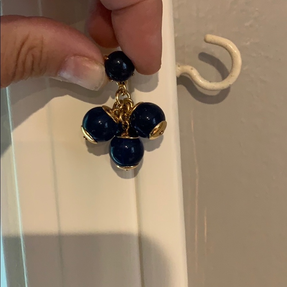 J.Crew Navy /gold ball dangle earrings